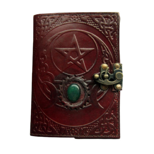 Libro delle Ombre in pelle con Pentagramma e Triplice Luna