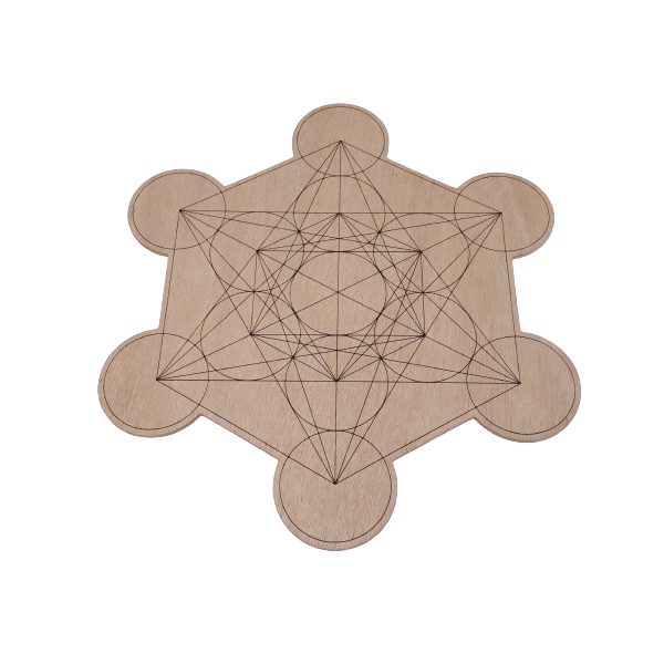 Piatto Cubo di Metatron in legno Okumè diam. 30 cm